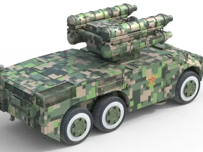 HQ-7B Chinese Air Defense Missile System  Low-poly 3D model