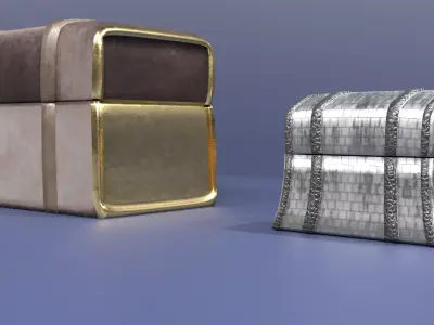 Hand designed verity of small and large chests  Low-poly 3D model