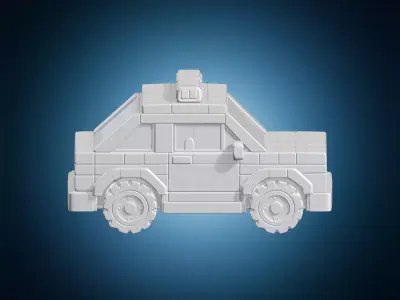 Brick Police Car 3D Print Model 3D print model