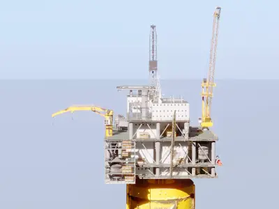 Aged SPAR Leg Oil Rig Low-poly 3D model