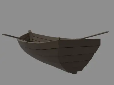 Wooden boat Low-poly 3D model