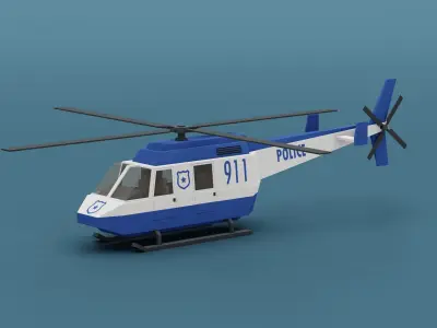 Stylized City 911 Helicopter  Low-poly 3D model