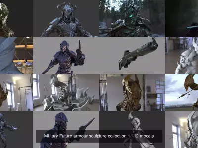 Military Future armour sculpture collection 1 3D Model Pack purchase