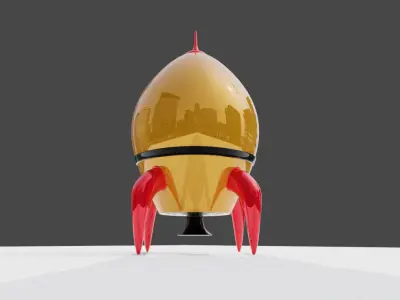 cartoonistic rocket Low-poly 3D model
