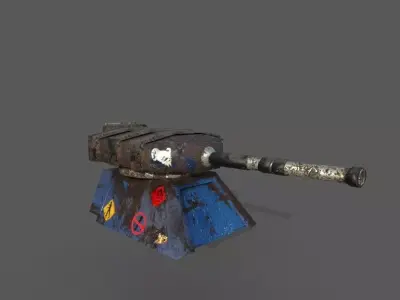 tank turret ready for game  Low-poly 3D model
