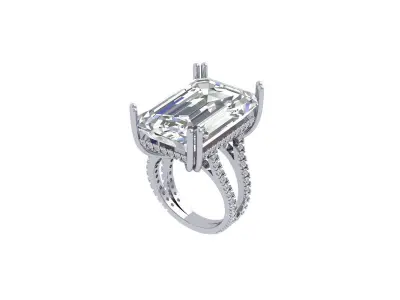 Emerald Art deco Ring 3D print model 30