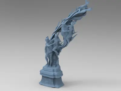 Dantes Inferno Fire dance statue 1 Low-poly 3D model