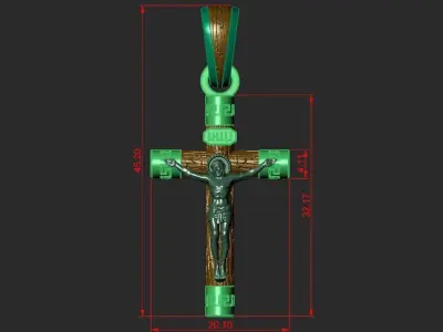 WOODEN CROSS WITH END CAPS AND CRUCIFIX 3D print model