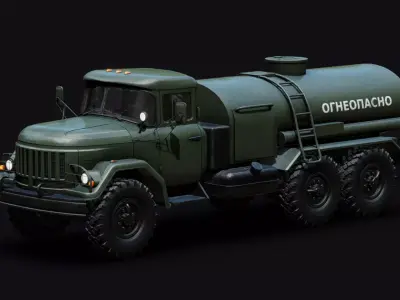 Soviet Army Fuel Tanker Truck Low-poly 3D model