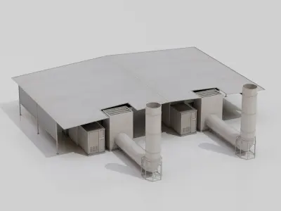 Hangar Exterior 4 Low-poly 3D model