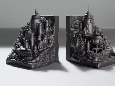 Abyss Station Mariana Trench Dieselpunk Bookend Unscaled 3D print model
