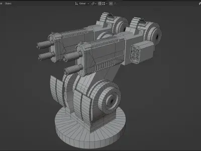 Turret Gun Low Poly PBR Machine Gun Low-poly 3D model