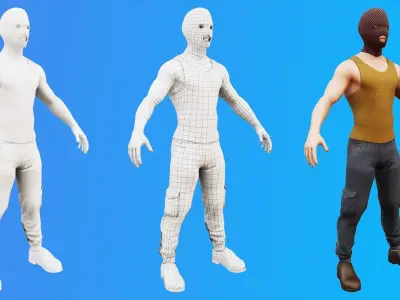 3D Male Terrorist Pack - Game-Ready for AR VR Low-poly 3D model