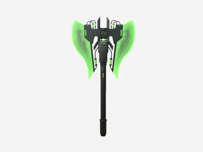 SciFi War Axe B03 Black Green - Sci Fi Weapon Design Low-poly 3D model