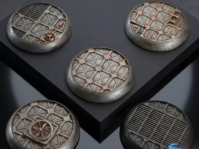 Industrial Bases Pack -10 STL Round Bases 25mm 32mm 40mm 50mm 3D print model