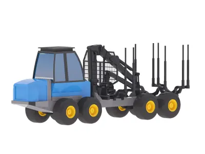 Forwarder Forestry F15 Simplified Low-poly 3D model
