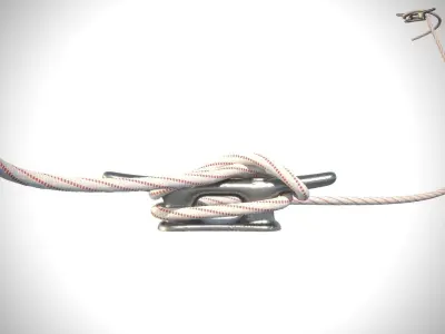 Cleat with Dock Line Low-poly 3D model