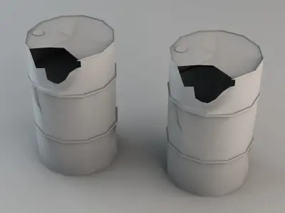 Broken Low Poly Barrels Low-poly 3D model