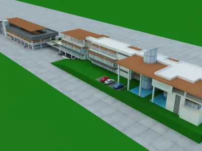 CAteen attached with  office Free 3D model