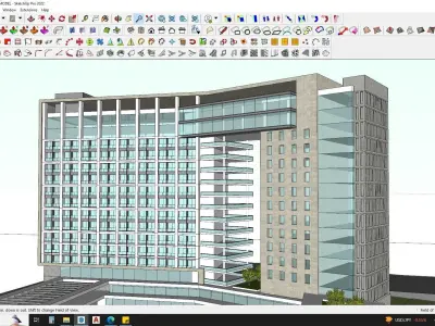CITYSCAPE WITH BUILDINGS SKETCHUP MODEL RESIDENTIAL HOUSES 3D model