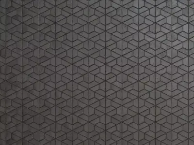 Industrial Weathered Black Polygonal Stone Tiles PBR Seamless Texture