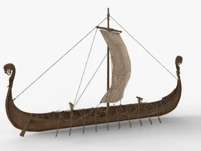 Viking Ship Unfolded  Low-poly 3D model