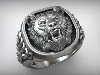 Viking Bear Head Nordic Ornament Antique Signet 3D print model