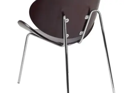 Wood Seat Waiting Room Chair with Metal Frame 3D model