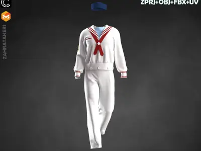  3 VINTAGE NAVY UNIFORM 3D model