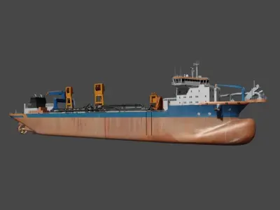 Trailing suction hopper dredger 3d model Low-poly 3D model