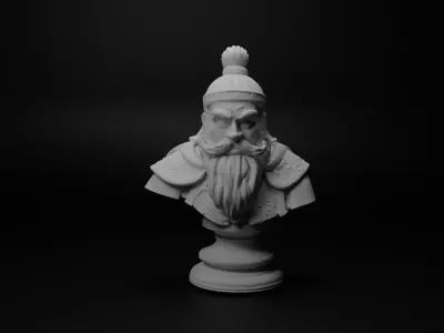 Mongol Shaman Warrior Bust Chess 3D print model get