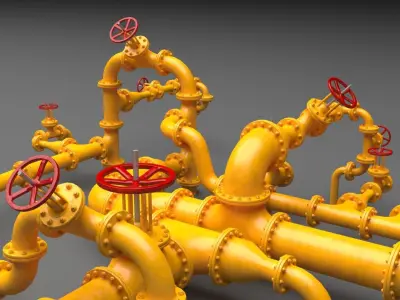 PBR Industrial Pipes Low-poly 3D model
