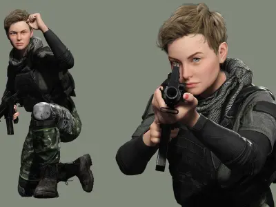 Amelia - Military Muse Command In Style Low-poly 3D model