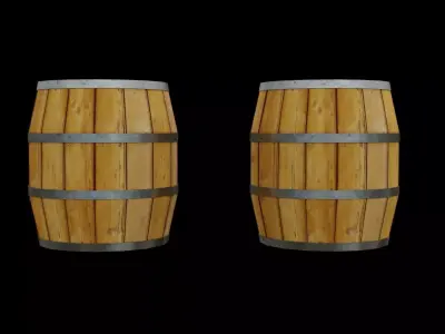 low-poly barrel game ready two wooden barrels Free low-poly 3D model