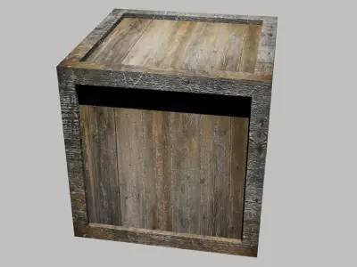 wooden box Low-poly 3D model 2