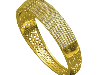 Antique Seven Row Round Diamond Filigree Bracelet 3D print model