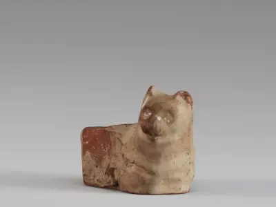 001594 Clay Vessel in the Shape of a Resting Cat 3D model
