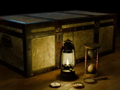 Various Vintage Items Low-poly 3D model