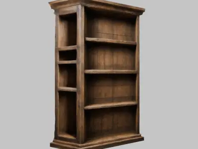Medieval Furniture Wooden Rack Bookshelf Low-poly 3D model