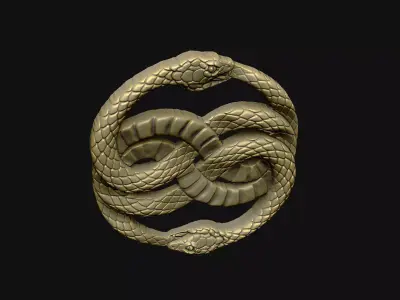 Immortal pendant double-snake intertwined-snakes cnc router 3D print model