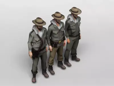 3D Model of Adventurer Man in Casual Military Outfit 3D model