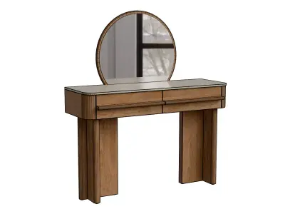 Mid Natural Premium Oak Veneer Console Dressing Table Low-poly 3D model