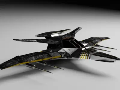 Fighter Spaceship low poly 4k texture Low-poly 3D model