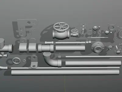 Steampunk details Set 2 Low-poly 3D model