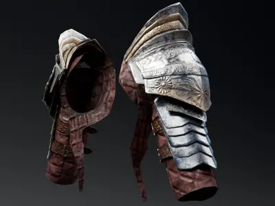 Female Knight Shoulder Armor Set LowPoly  Low-poly 3D model