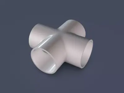 4 Way Pipe Connector Low-poly 3D model