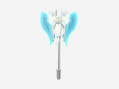 SciFi War Axe B02 White Blue - Sci Fi Weapon Design Low-poly 3D model