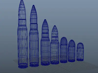 Bullets group of 3D model