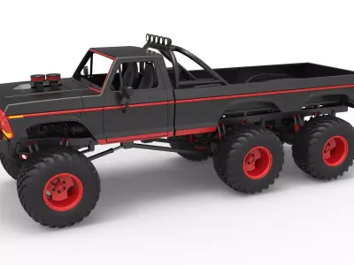 Monster Truck 6x6 concept Version 1 Scale 1 to 25 3D print model