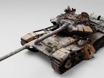 Russian T-72 tank destroyed by Ukrainian army  3D model